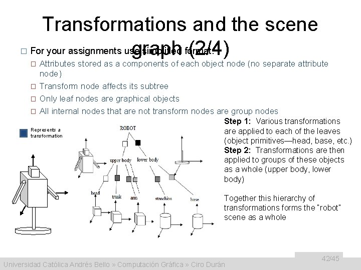 � Transformations and the scene For your assignments use simplified format: graph (2/4) �