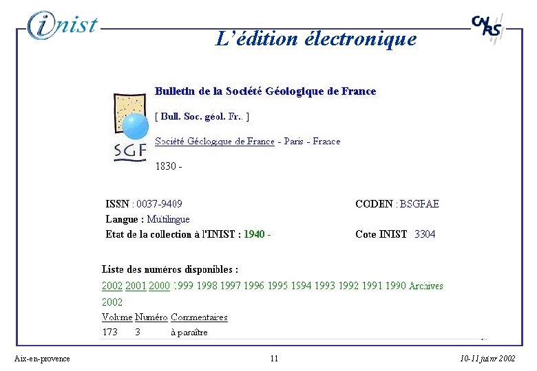 L’édition électronique Aix-en-provence 11 10 -11 juinr 2002 