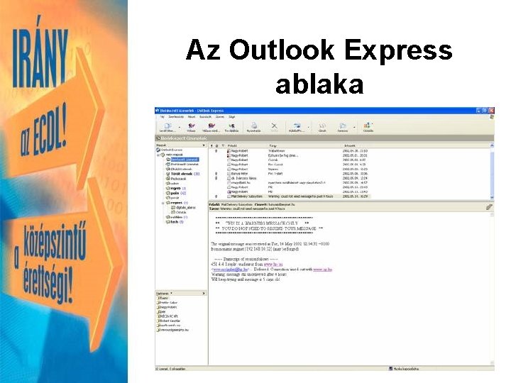 Az Outlook Express ablaka 