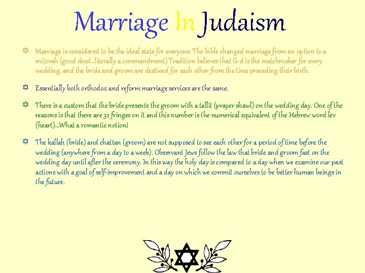 Marriage In Judaism Y Marriage is considered to be the ideal state for everyone.