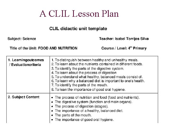 A CLIL Lesson Plan 