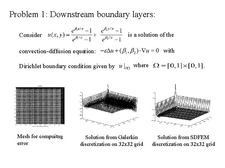 Problem 1: Downstream boundary layers: is a solution of the Consider with convection-diffusion equation: