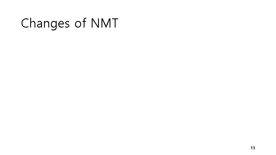 Changes of NMT 13 Changes of NMT 13