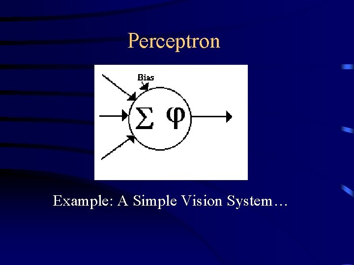 Perceptron Example: A Simple Vision System… 