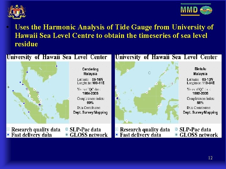 • Uses the Harmonic Analysis of Tide Gauge from University of Hawaii Sea • Uses the Harmonic Analysis of Tide Gauge from University of Hawaii Sea