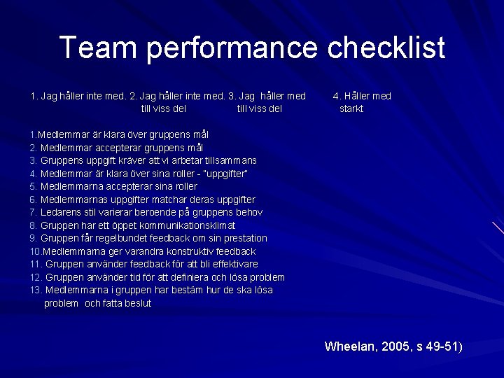 Team performance checklist 1. Jag håller inte med. 2. Jag håller inte med. 3. Team performance checklist 1. Jag håller inte med. 2. Jag håller inte med. 3.