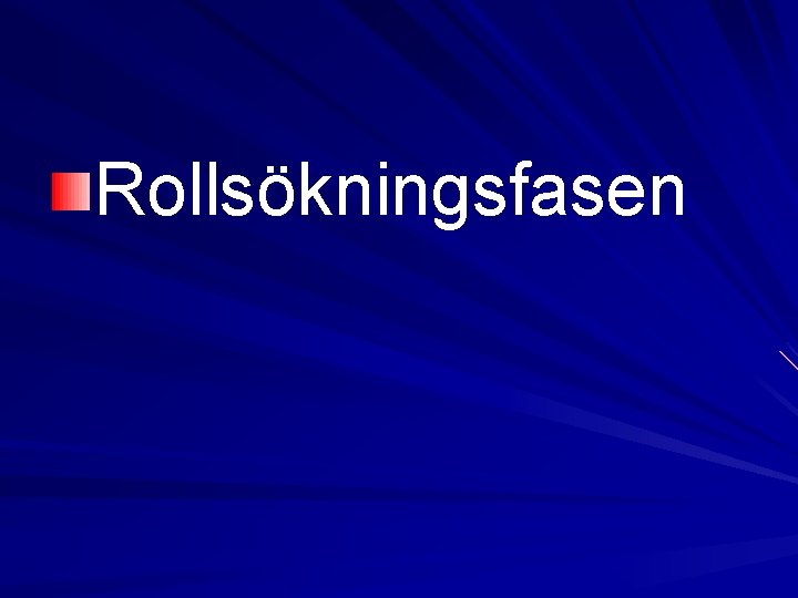 Rollsökningsfasen Rollsökningsfasen