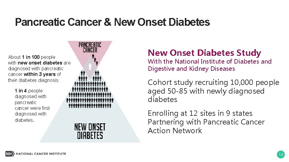 Pancreatic Cancer & New Onset Diabetes About 1 in 100 people with new onset