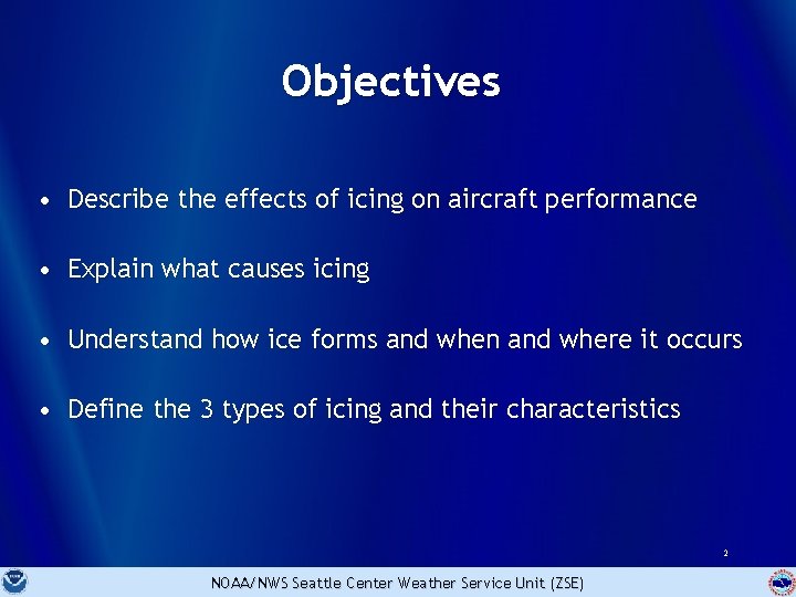 Objectives • Describe the effects of icing on aircraft performance • Explain what causes