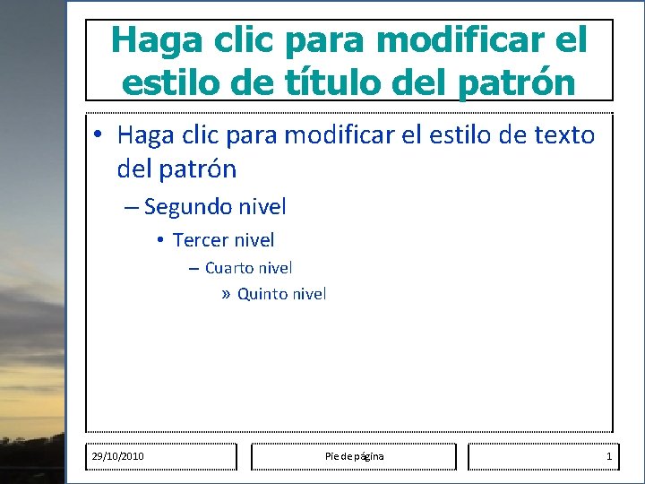 Haga clic para modificar el estilo de título del patrón • Haga clic para