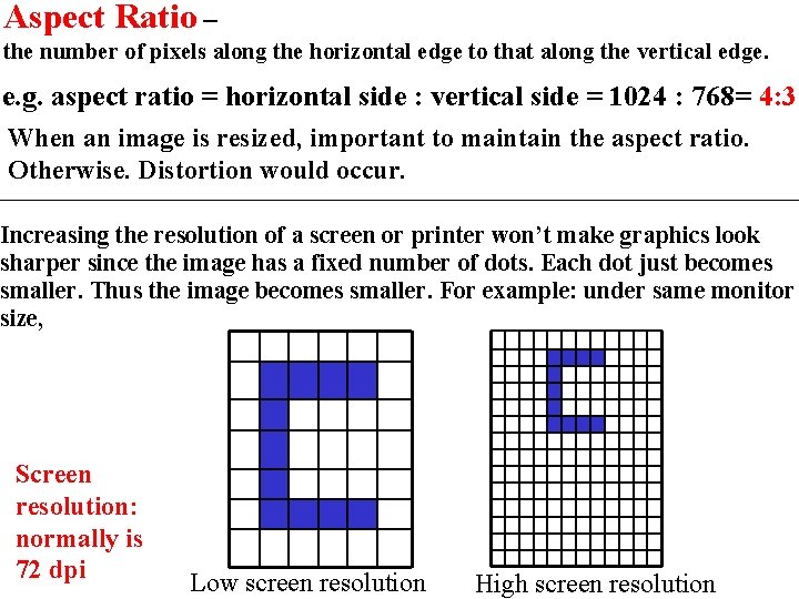 Aspect Ratio – the number of pixels along the horizontal edge to that along
