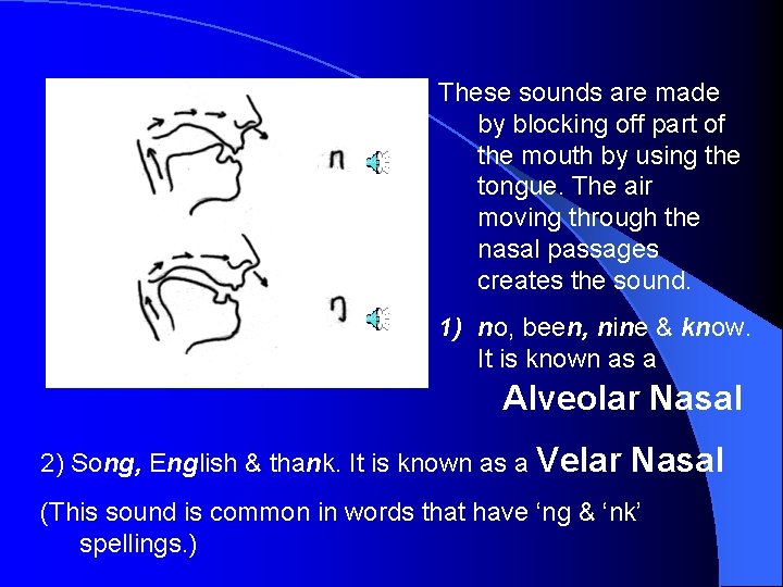 1) 2) These sounds are made by blocking off part of the mouth by