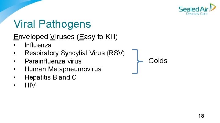 Viral Pathogens Enveloped Viruses (Easy to Kill) • • • Influenza Respiratory Syncytial Virus Viral Pathogens Enveloped Viruses (Easy to Kill) • • • Influenza Respiratory Syncytial Virus