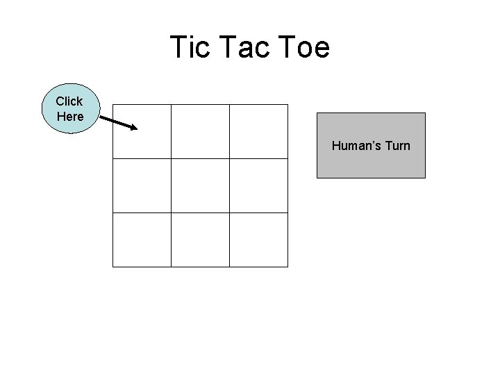 Tic Tac Toe Click Here Human’s Turn 