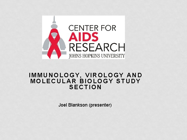 IMMUNOLOGY, VIROLOGY AND MOLECULAR BIOLOGY STUDY SECTION Joel Blankson (presenter) 