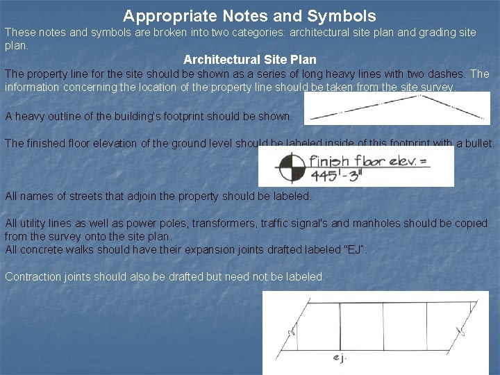 Appropriate Notes and Symbols These notes and symbols are broken into two categories: architectural Appropriate Notes and Symbols These notes and symbols are broken into two categories: architectural