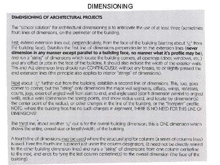 DIMENSIONING 