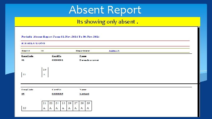 Absent Report Its showing only absent. 