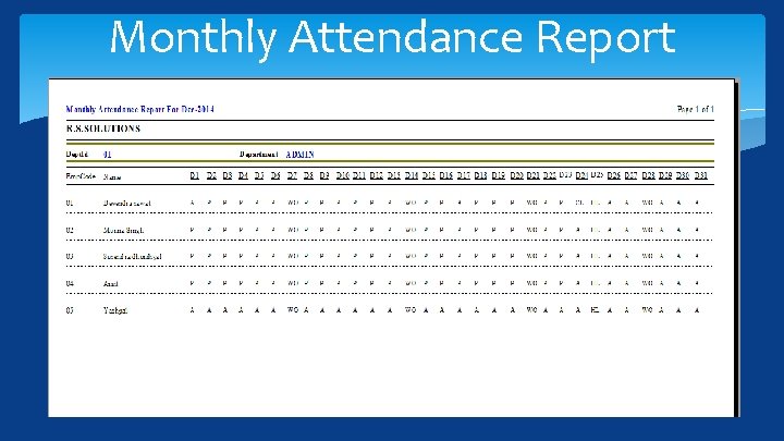 Monthly Attendance Report 