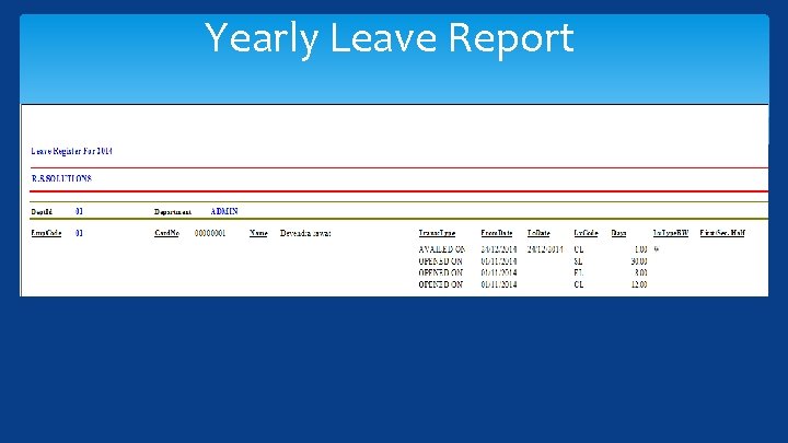 Yearly Leave Report 