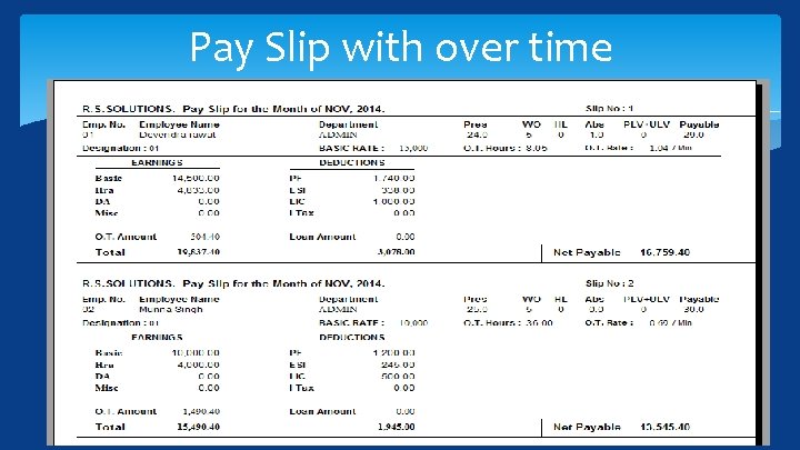 Pay Slip with over time 