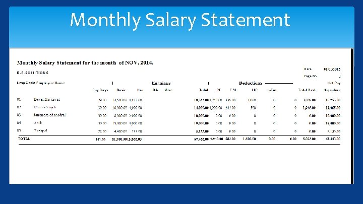 Monthly Salary Statement 