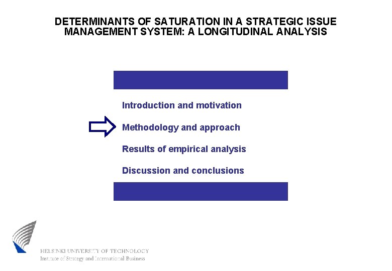 DETERMINANTS OF SATURATION IN A STRATEGIC ISSUE MANAGEMENT SYSTEM: A LONGITUDINAL ANALYSIS Introduction and