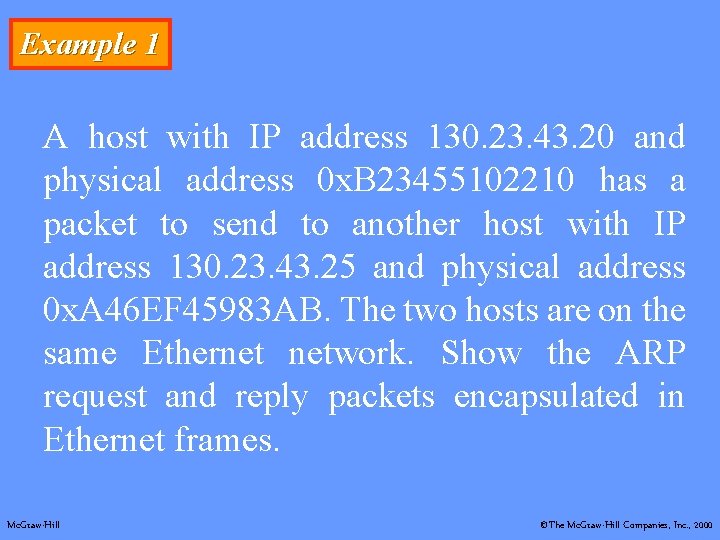 Example 1 A host with IP address 130. 23. 43. 20 and physical address Example 1 A host with IP address 130. 23. 43. 20 and physical address