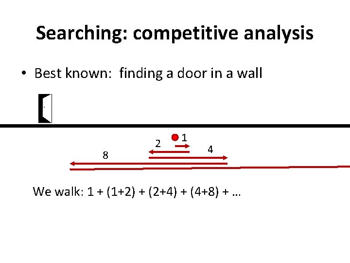 Searching: competitive analysis • Best known: finding a door in a wall 8 2 Searching: competitive analysis • Best known: finding a door in a wall 8 2