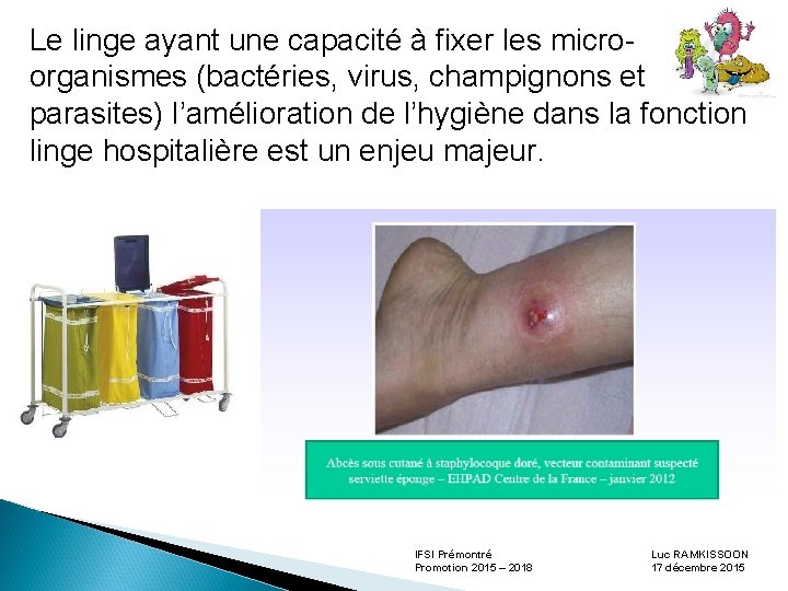 Le linge ayant une capacité à fixer les microorganismes (bactéries, virus, champignons et parasites)