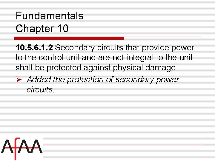 Fundamentals Chapter 10 10. 5. 6. 1. 2 Secondary circuits that provide power to