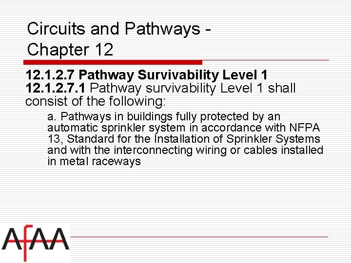 Circuits and Pathways Chapter 12 12. 1. 2. 7 Pathway Survivability Level 1 12.