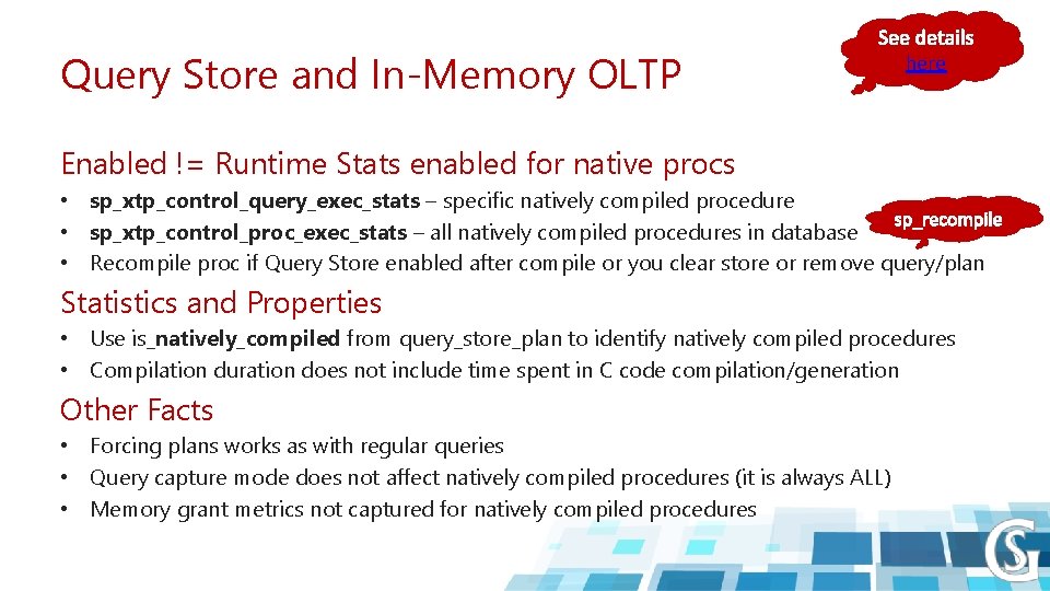 Query Store and In-Memory OLTP here Enabled != Runtime Stats enabled for native procs