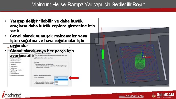 Minimum Helisel Rampa Yarıçapı için Seçilebilir Boyut • Yarıçap değiştirilebilir ve daha büyük araçların Minimum Helisel Rampa Yarıçapı için Seçilebilir Boyut • Yarıçap değiştirilebilir ve daha büyük araçların