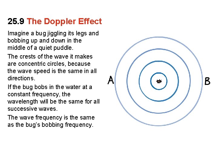 25. 9 The Doppler Effect Imagine a bug jiggling its legs and bobbing up