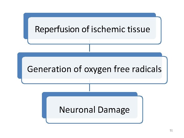 Reperfusion of ischemic tissue Generation of oxygen free radicals Neuronal Damage 51 Reperfusion of ischemic tissue Generation of oxygen free radicals Neuronal Damage 51