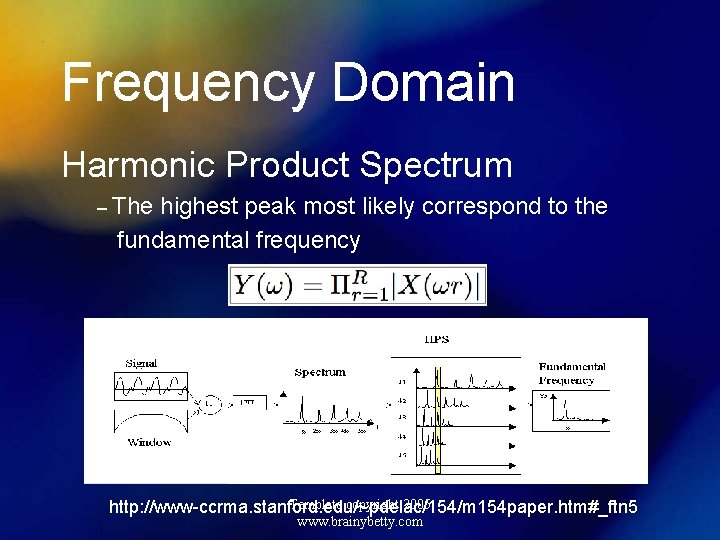 Frequency Domain Harmonic Product Spectrum – The highest peak most likely correspond to the