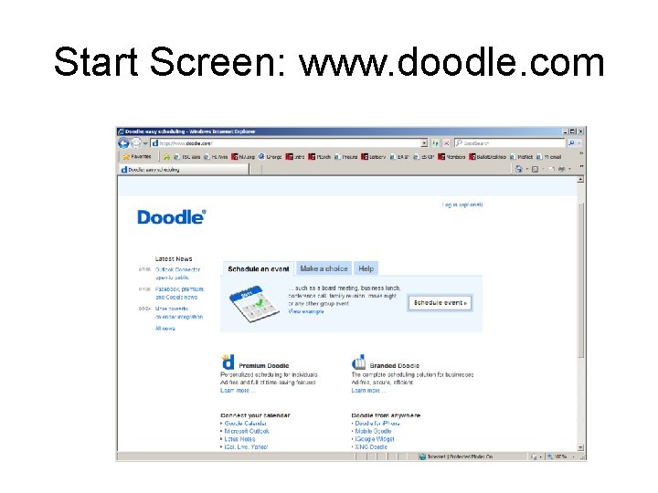 Start Screen: www. doodle. com 