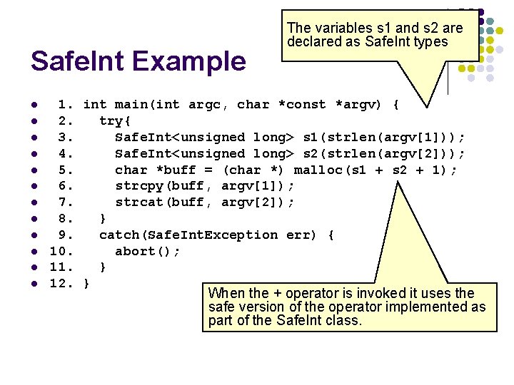 Safe. Int Example l l l The variables s 1 and s 2 are Safe. Int Example l l l The variables s 1 and s 2 are