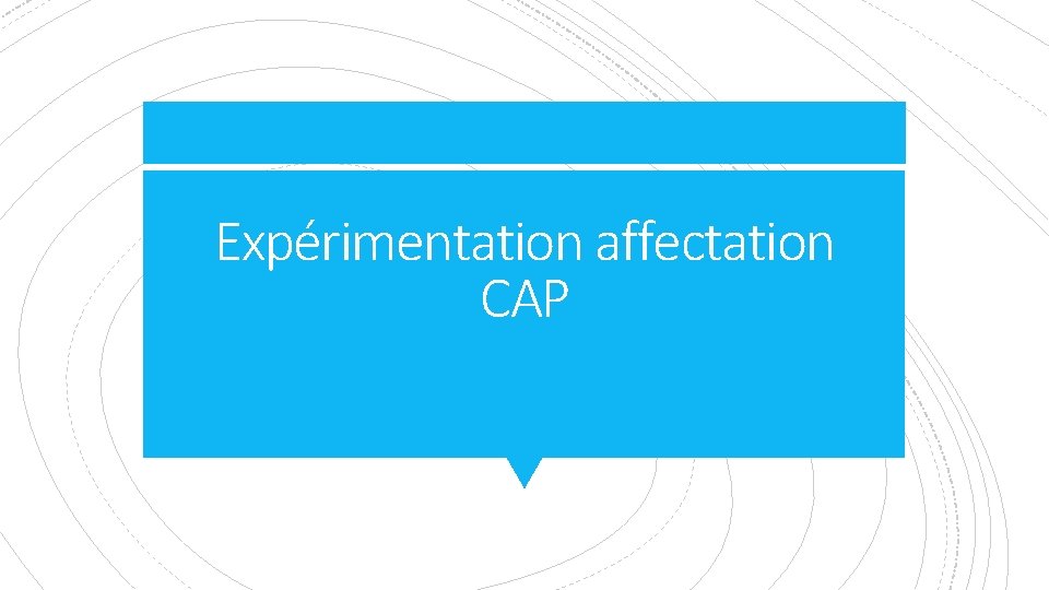 Expérimentation affectation CAP 