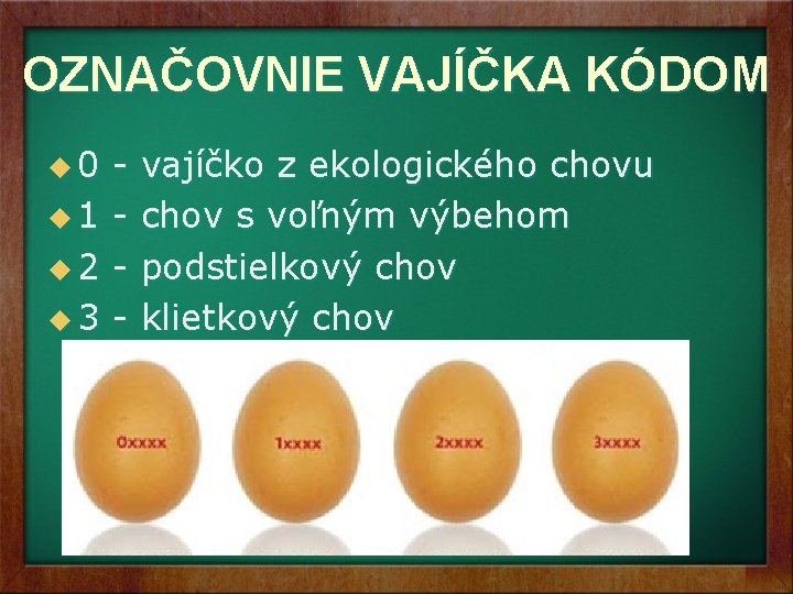 OZNAČOVNIE VAJÍČKA KÓDOM u 0 u 1 u 2 u 3 - vajíčko z OZNAČOVNIE VAJÍČKA KÓDOM u 0 u 1 u 2 u 3 - vajíčko z