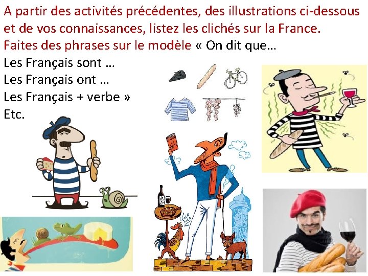 A partir des activités précédentes, des illustrations ci-dessous et de vos connaissances, listez les