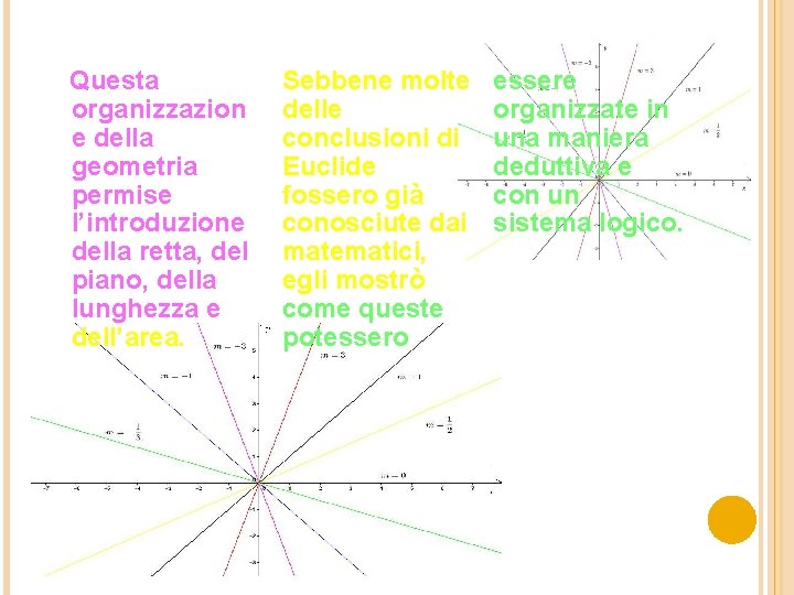 Questa organizzazion e della geometria permise l’introduzione della retta, del piano, della lunghezza e