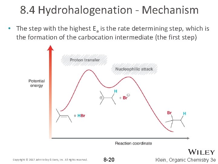 8. 4 Hydrohalogenation - Mechanism • The step with the highest Ea is the