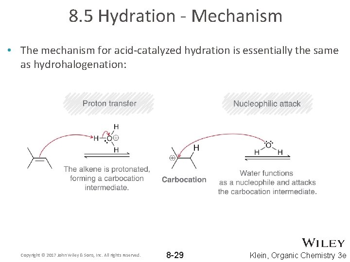 8. 5 Hydration - Mechanism • The mechanism for acid-catalyzed hydration is essentially the