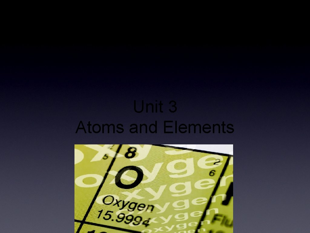 Unit 3 Atoms and Elements 
