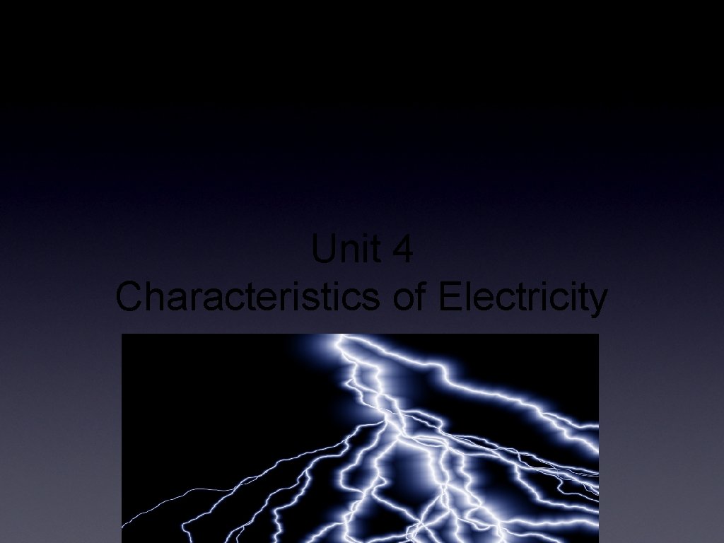 Unit 4 Characteristics of Electricity 