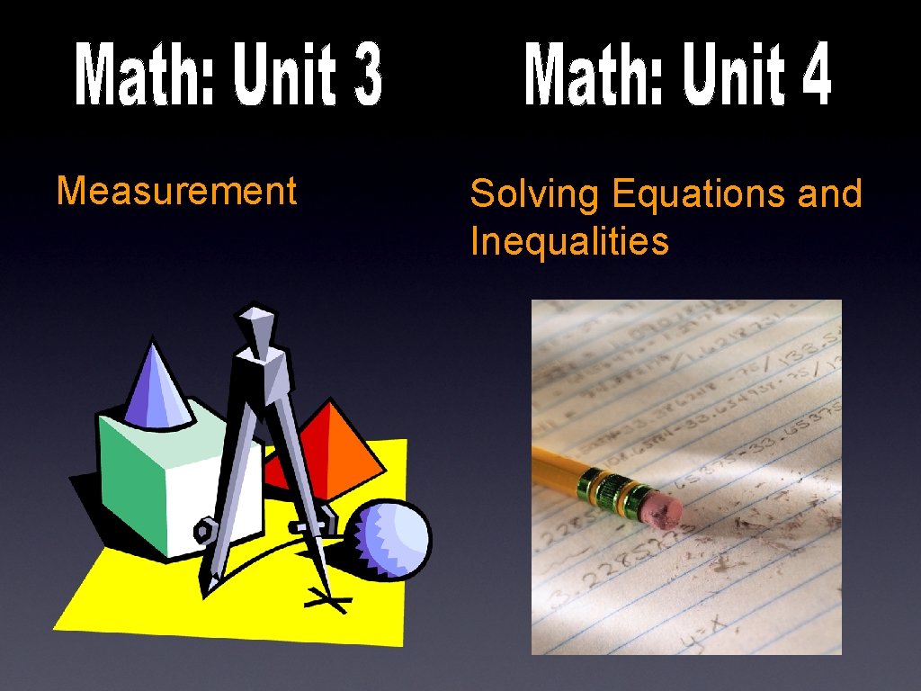 Measurement Solving Equations and Inequalities 