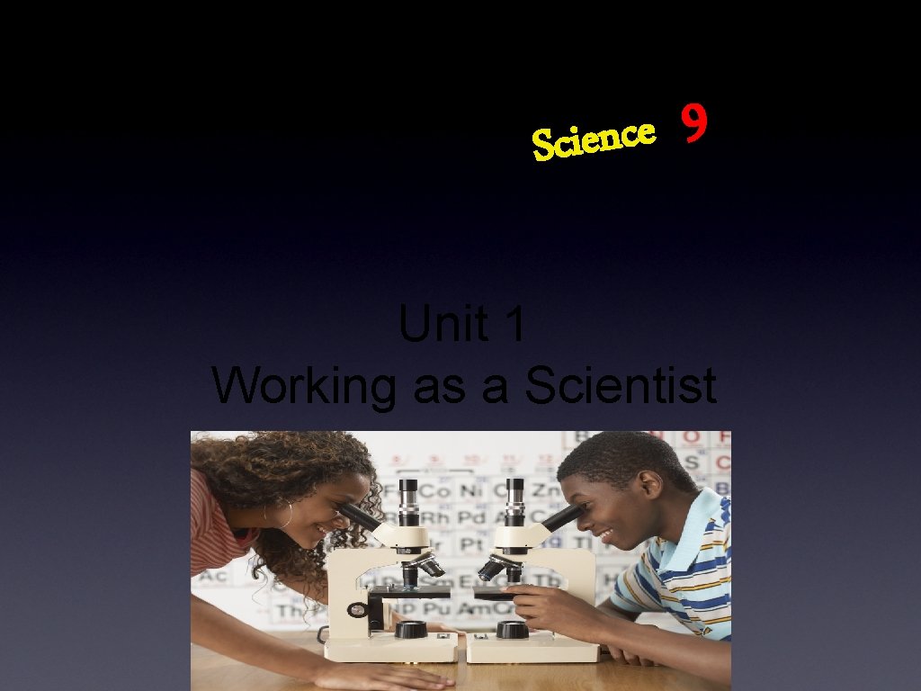 e c n e i Sc 9 Unit 1 Working as a Scientist 