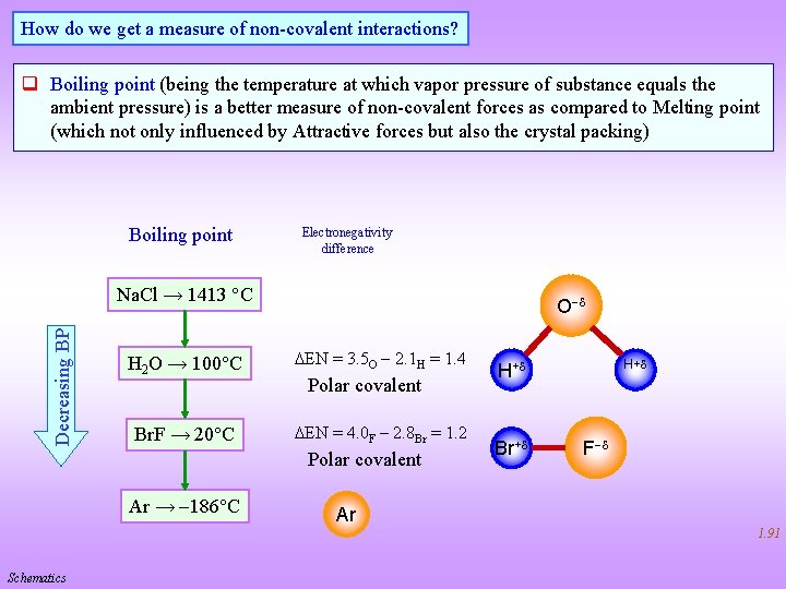 How do we get a measure of non-covalent interactions? q Boiling point (being the